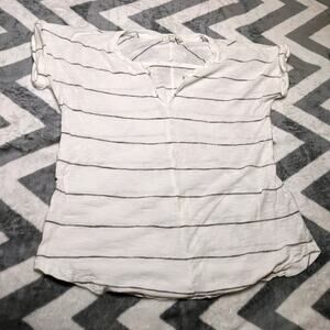 Madewell Striped Short Sleeve Tee White Black Cuffed Sleeve Women’s XXS